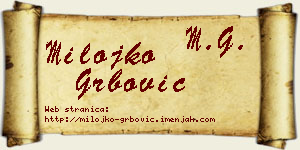 Milojko Grbović vizit kartica